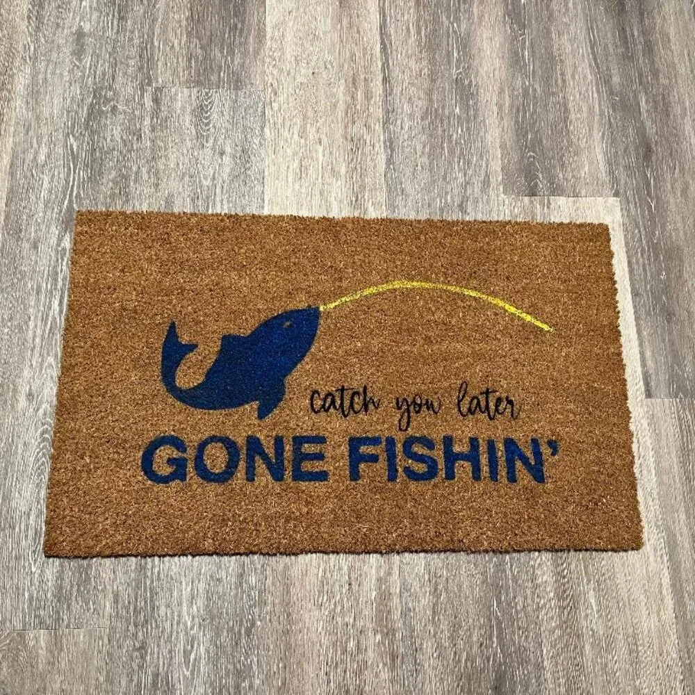 Catch you later...GONE FISHIN' decorative coir doormat